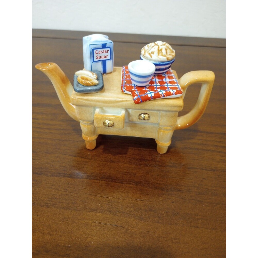 Vintage Paul Cardew Designs Baking Day Kitchen Table Miniature Teapot
